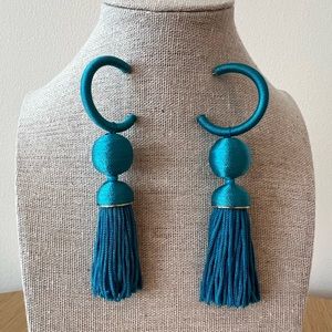 BaubleBar Blue statement tassel earrings